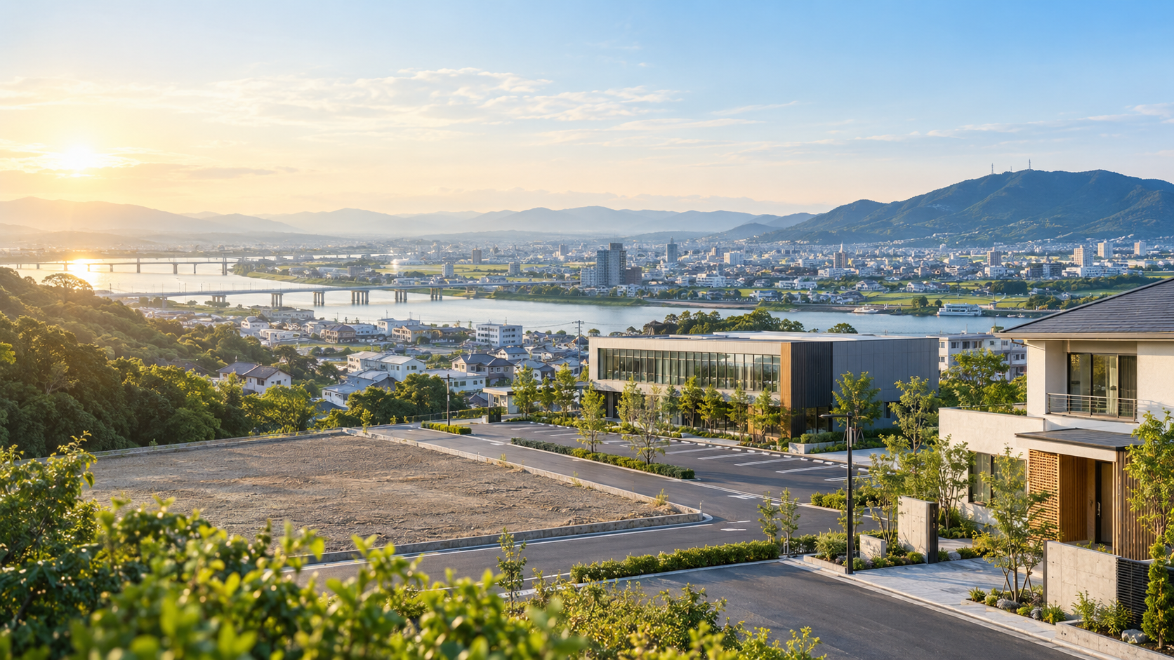 緑に囲まれた住宅街のイメージ